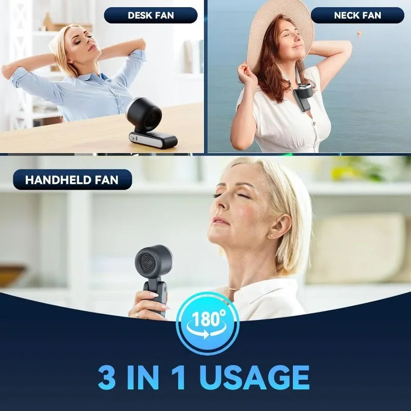 Zavurex 3-in-1 Rechargeable Mini Fan – 5-Speed Portable Cooling Fan